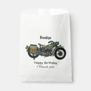 Military cruiser motorcycle cartoon illustration favour bags