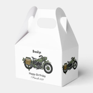 Military cruiser motorcycle cartoon illustration favour box