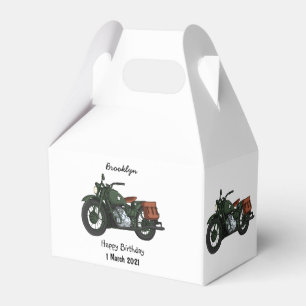 Military cruiser motorcycle cartoon illustration favour box