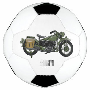 Military cruiser motorcycle cartoon illustration football