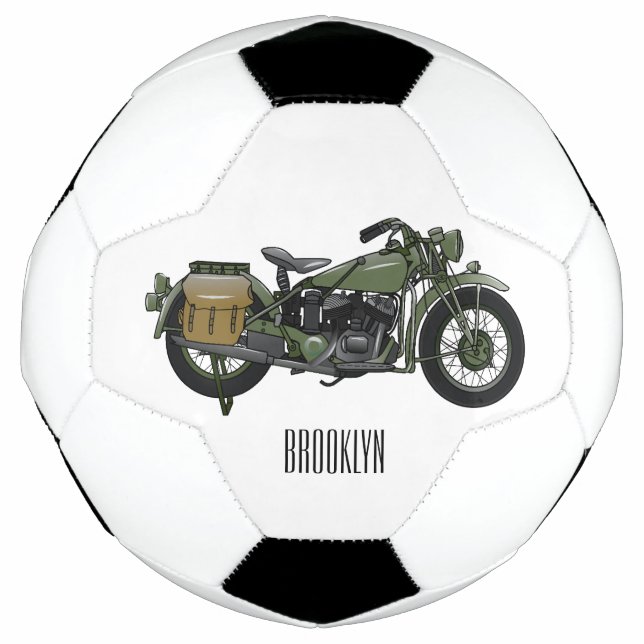Military cruiser motorcycle cartoon illustration football (Front)