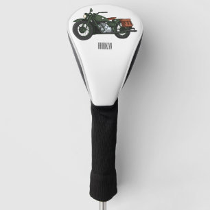 Military cruiser motorcycle cartoon illustration  golf head cover