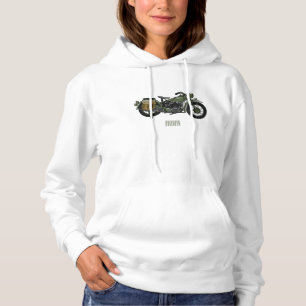 Military cruiser motorcycle cartoon illustration hoodie