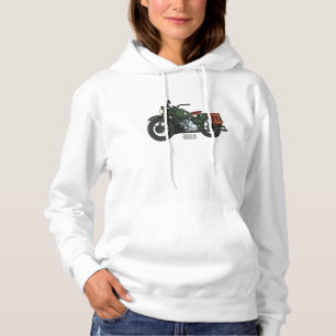 Military cruiser motorcycle cartoon illustration hoodie