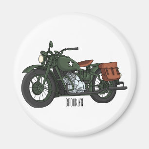 Military cruiser motorcycle cartoon illustration magnet