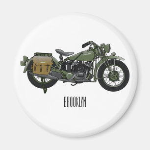 Military cruiser motorcycle cartoon illustration magnet