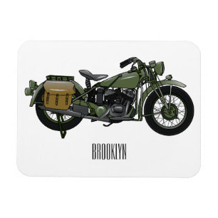 Military cruiser motorcycle cartoon illustration magnet