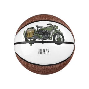 Military cruiser motorcycle cartoon illustration mini basketball