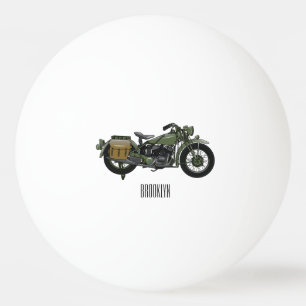 Military cruiser motorcycle cartoon illustration ping pong ball