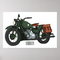 Military cruiser motorcycle cartoon illustration
