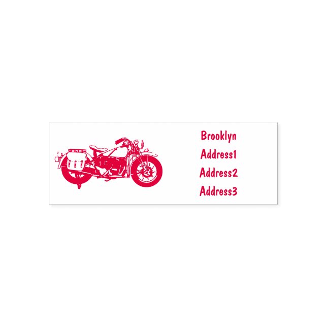 Military cruiser motorcycle cartoon illustration self-inking stamp (Design)