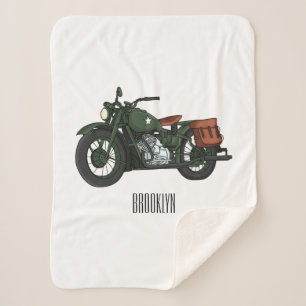Military cruiser motorcycle cartoon illustration sherpa blanket