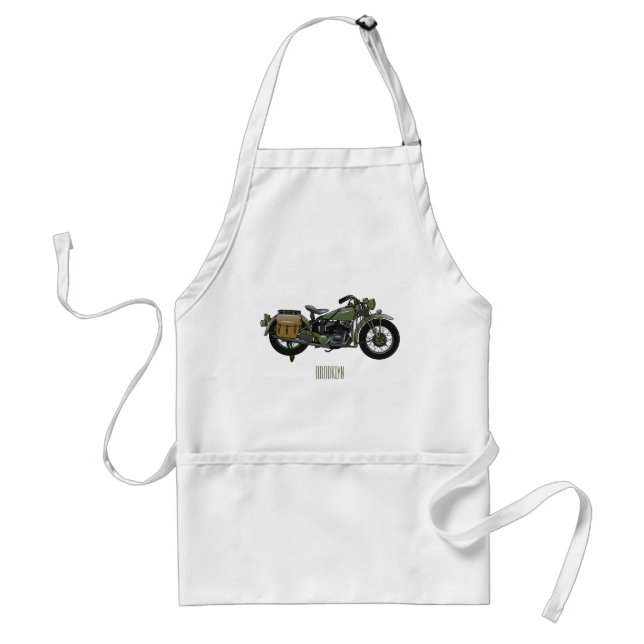 Military cruiser motorcycle cartoon illustration standard apron (Front)