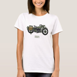 Military cruiser motorcycle cartoon illustration T-Shirt