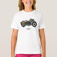 Military cruiser motorcycle cartoon illustration