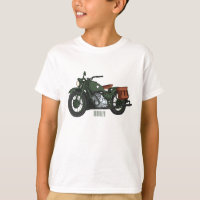 Military cruiser motorcycle cartoon illustration