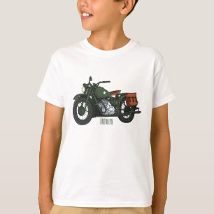 Military cruiser motorcycle cartoon illustration T-Shirt