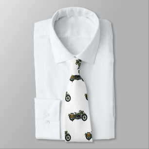 Military cruiser motorcycle cartoon illustration tie