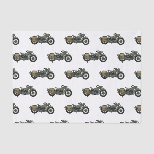 Military cruiser motorcycle cartoon illustration tissue paper (Front)