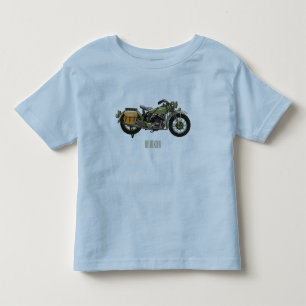 Military cruiser motorcycle cartoon illustration toddler T-Shirt
