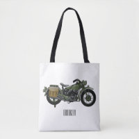 Military cruiser motorcycle cartoon illustration