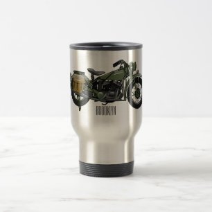 Military cruiser motorcycle cartoon illustration travel mug
