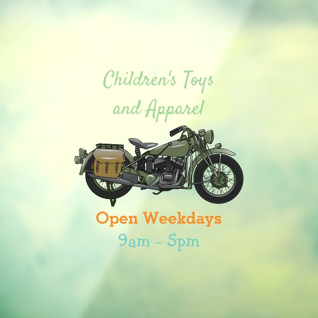 Military cruiser motorcycle cartoon illustration window cling (Sheet 3)