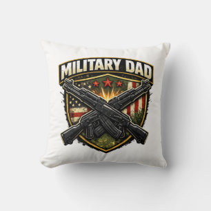 Military dad design with crossed rifles. cushion