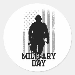 Military Day Classic Round Sticker