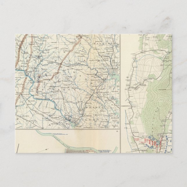 Military depts of Wash, Penn, Annapolis, NE Va Postcard (Front)