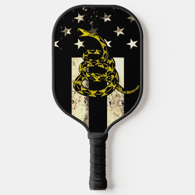 Military Desert Tone American Flag and Snake Pickleball Paddle (Front)