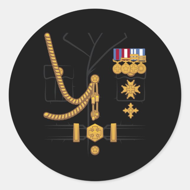 Military Dictator General Officer Uniform Hallowee Classic Round Sticker (Front)