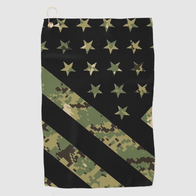 Military Digital Camouflage US Flag Golf Towel (Front)