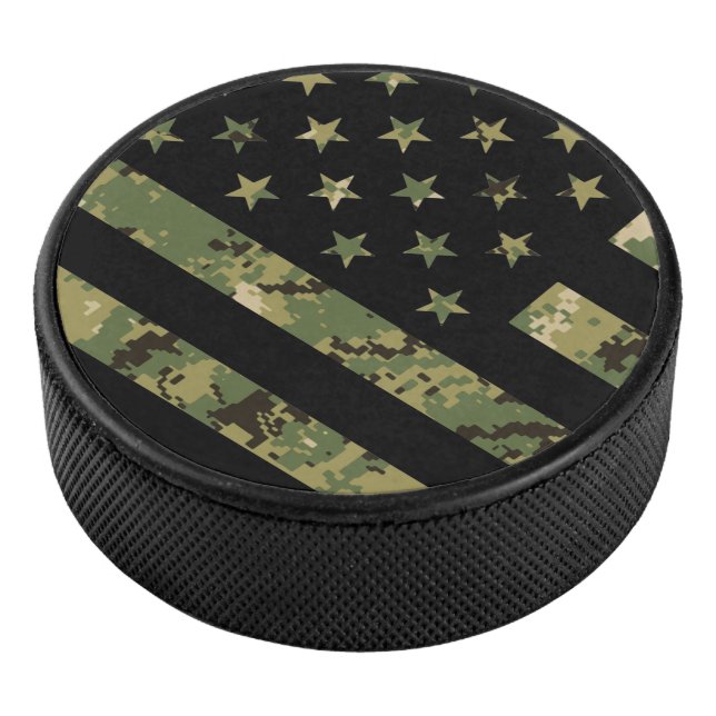 Military Digital Camouflage US Flag Hockey Puck (3/4)