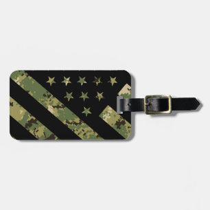Military Digital Camouflage US Flag Luggage Tag