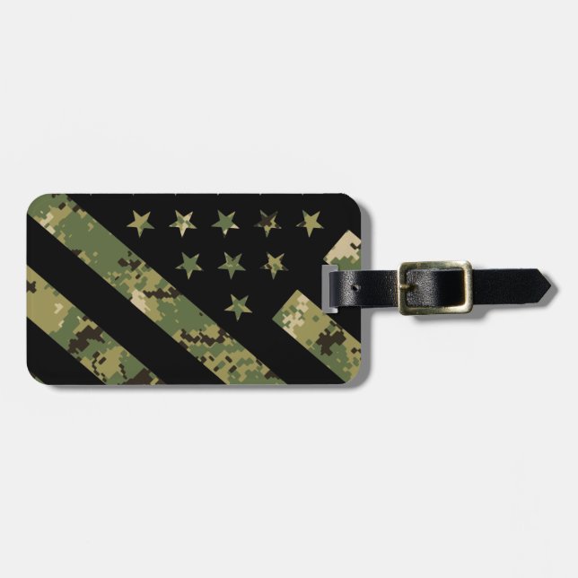 Military Digital Camouflage US Flag Luggage Tag (Front Horizontal)