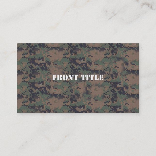 Military Digital Woodland Background Business Card (Front)