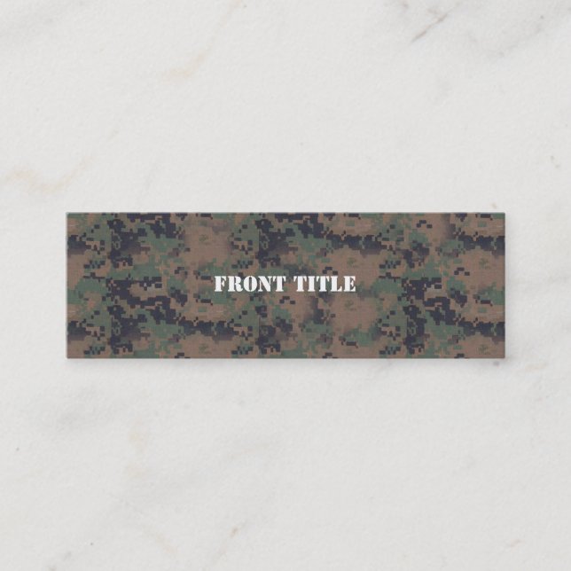Military Digital Woodland Background Mini Business Card (Front)