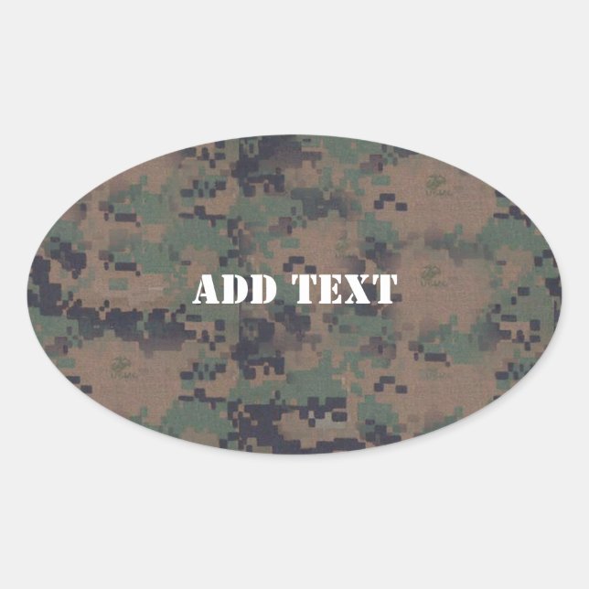 Military Digital Woodland Background Oval Sticker (Front)