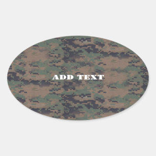 Military Digital Woodland Background Oval Sticker
