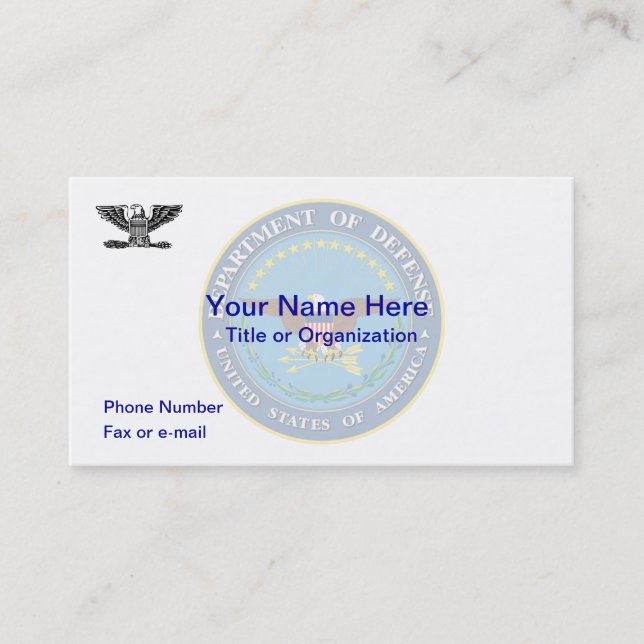 Military DOD O6 Business Card (Front)