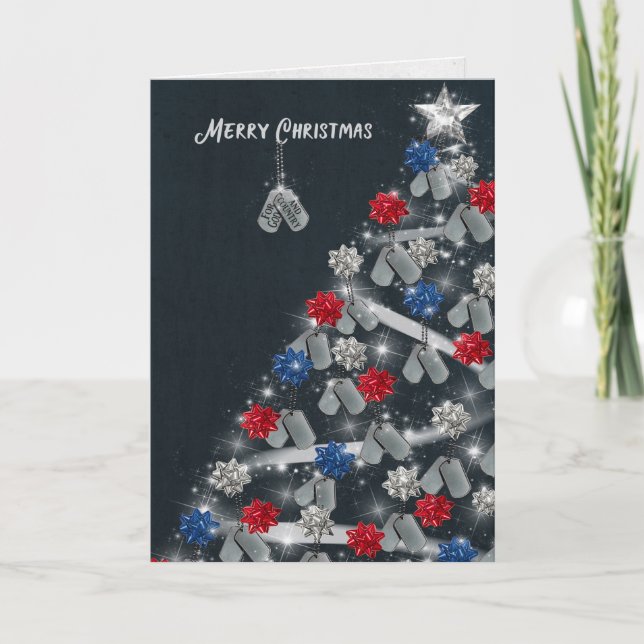 Military Dog Tag Tree Holiday Card (Front)