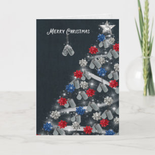 Military Dog Tag Tree Holiday Card