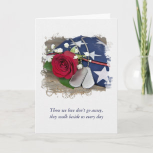 Military Dog Tags and Rose Sympathy Card