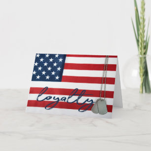Military Dog Tags on American flag Card