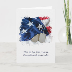 Military Dog Tags on Flag Sympathy Card