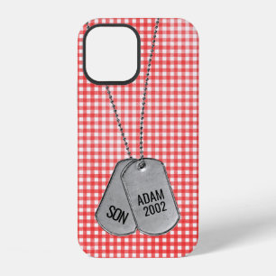 Military Dog Tags on Gingham iPhone 12 Case
