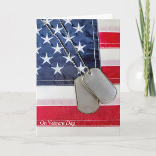 Military Dog Tags On USA Flag Card