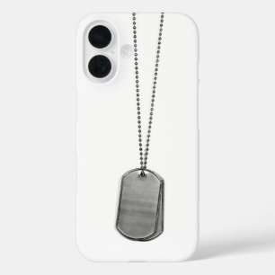 Military Dog Tags On White iPhone 16 Case