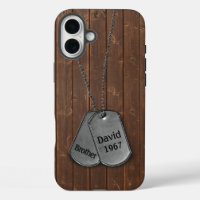 Military Dog Tags on Wood Case-Mate iPhone Case